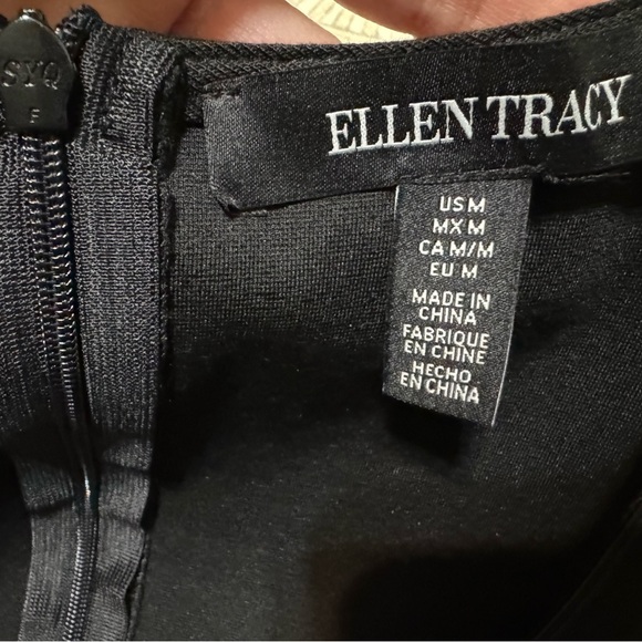 Ellen Stacy PONTE FLARE BLACK DRESS WITH VEGAN LEATHER TRIM size M - Picture 14 of 16